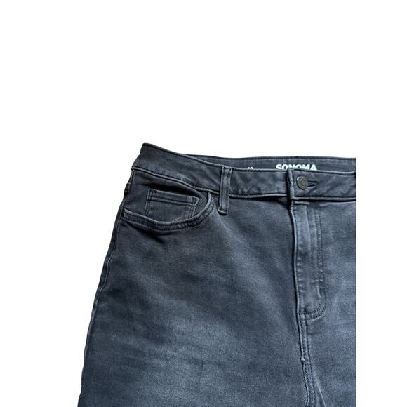 Sonoma Black Denim Jeans | Raw Hem Ankle Flare Stretch | Size 12 - Picture 5 of 10